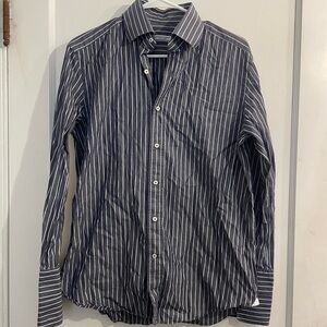 Men's Gray Striped Button-Down Shirt